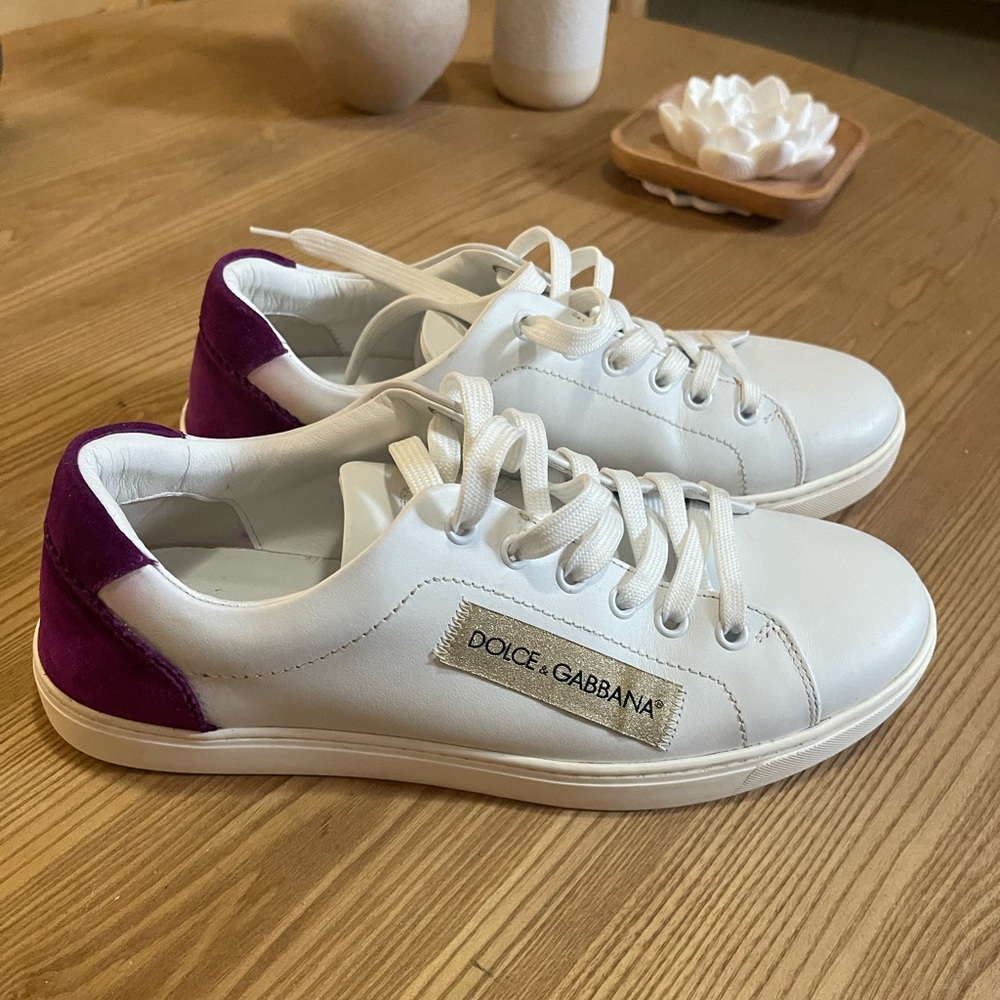 Dolce & Gabbana Women's White and Purple Sneakers - Picture 4 of 9